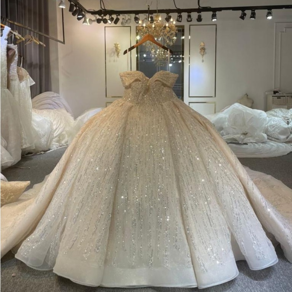 Off the shoulder wedding ball gown